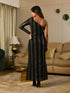 MULMUL BLACK-GOLD SEQUIN ONE SLEEVE COCKTAIL DRESS MULMUL BLACK-GOLD SEQUIN ONE SLEEVE COCKTAIL DRESS